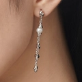Boucles d'oreilles perles baroques avec textures argentées irrégulières en argent S925 - Argent 925 / Or Blanc