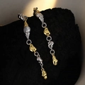 Boucles d'oreilles perles baroques avec métal bicolore or et argent au design asymétrique - Argent 925 / Bicolore