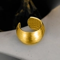 Minimalist brushed gold cuff earring in S925 sterling silver with honeycomb inner texture - Brushed Single (E5219) / 925 Silver / 18K Gold