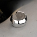 Polished silver cuff with internal diamond pattern texture and teardrop shape design - Polished Single (E5219) / 925 Silver / White Gold