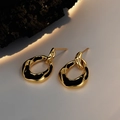 S925 Silber Goldohrringe mit schwarzem Emaille-Glanz in unregelmäßigen Bio-Formen - 925er Silber / 18K Gold