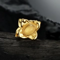 Pendientes de trébol en plata S925 bañados en oro 18K con ágata amarilla floral - Plata 925 / Oro de 18K (Individual)