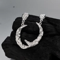 Pendientes largos de media luna de plata S925 con textura de lava irregular para mujer - Plata 925 / Plateado