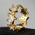 Chic gold S925 sterling silver hoop earrings with five-pointed star zircon stones - 925 Silver / 18K Gold (Single)
