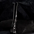Orecchini pendenti in argento sterling S925 con nappe e zirconi tondi scintillanti - Argento 925 / Oro Bianco (Singolo)