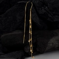 Orecchini a nappina lunga in argento 925 con accenti di pietre dorate e scintillanti - Argento 925 / Placcato Oro 18K (Pezzo singolo)