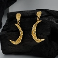 Pendientes de luna dorada con textura irregular y acabado martillado de estilo vintage - Plata 925 / Chapado en oro 18K