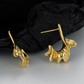 Irregular C-shaped molten lava stud earrings in gold plated S925 sterling silver - 925 Silver / 18K Gold (with Silver Earplug)