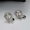 Vintage S925 zilveren hexagram oorbellen met zwarte emaille kwastjes en filigraan - 925 zilver / Vintage Zilver (Met Zilveren Sluiting)