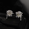 Boucles d'oreilles Saturne en argent S925 style Y2K avec design lave et cristal - Argent 925 / Or Blanc