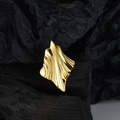 Pendientes de aro ondulados en plata S925 dorada con textura fluida e irregular - Plata 925 / Oro 18K Solo