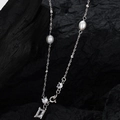 Collana in argento sterling S925 con perle barocche e accenti di zircone lucido - Argento 925 / Oro Bianco