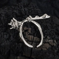 Anello a bocciolo di rosa regolabile in argento sterling S925 con design a vite di spine - Misura Aperta 14 (Regolabile 12-17) / Argento Antico