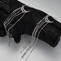 Elegante S925 Sterlingsilber Lange Quastenohrringe mit geometrischen Metallperlen - 925er Silber / Weißgold