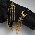 S925 Sterling Silber Gold Ohrringe mit mehrlagigen Kettenquasten und kleinen Perlen - 925er Silber / 18K Gold