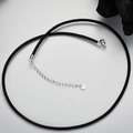 Collar minimalista de cordón negro con cierre de langosta en plata S925 y cadena - Plata 925 / Oro Blanco