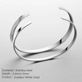 Minimalist stainless steel open cuff bracelet for men featuring polished and brushed finishes - 3.5mm / Platinum