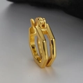 Pendientes de aro hexagonales de doble capa en plata S925 con acabado dorado pulido - Plata 925 / Chapado en Oro de 18K (Pieza única)
