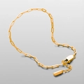 Dettaglio bracciale a catena a graffetta dorata con chiusura a moschettone e estensione - 18+2cm / Catena in Filo Quadrato 2mm / Oro 18K