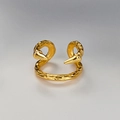 Verstelbare S925 zilveren open ring met gouden lavatectuur en tandvormige punten - 18K Verguld (Enkel stuk) / 925 zilver