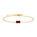 Elegant gold titanium steel bracelet featuring a rectangular red zircon stone - Gold / January Red (Garnet Color)