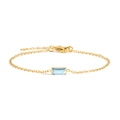 Elegant gold titanium bracelet with a rectangular blue zircon stone and adjustable chain - Gold / March Light Blue