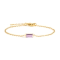 Elegante bracciale in acciaio al titanio dorato con una gemma rettangolare in zircone viola - Oro / Giugno Viola (Colore Alessandrite)