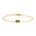 Elegant gold titanium bracelet featuring an olive green rectangle step-cut gemstone - Gold / August Light Green