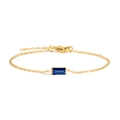Golden titanium steel bracelet featuring a rectangular sapphire blue zircon charm - Gold / September Royal Blue