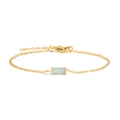 Elegant gold titanium steel bracelet with a rectangular blue opal stone and lobster clasp - Gold / October Opal (Pink Tourmaline/Opal Color)