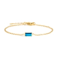 Elegant 18K gold-plated titanium bracelet featuring a square blue zircon centerpiece - Gold / December Aqua