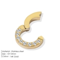 10mm 14K gold plated stainless steel hinge hoop earring with cubic zirconia stones - Pave Rhinestone Round Loop (YP47633) / Gold