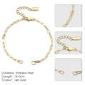 Bracelet chaîne trombone en acier inoxydable plaqué or 14K avec fermoir mousqueton - Bracelet Trombone Or 14K (YS49286)