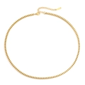 Minimalist gold plated stainless steel box chain necklace with lobster clasp and extension - 3MM Wide-42MM Full Length / Gold