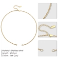 Collier chaîne en acier inoxydable plaqué or 14K longueur 40+5cm avec fermoir - Collier Or 14K (YX49287)