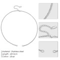 Collier chaîne en acier inoxydable argenté 40+5cm avec fermoir mousqueton et extension - Collier Argent (YX49287)