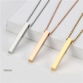 Detailed view of minimalist vertical bar pendants in silver, gold, and rose gold finish - Chain 42+8CM / 40*5MM Bar Steel Color (YX25130)