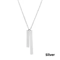 Detailed close-up of two silver vertical bar pendants on a sleek stainless steel chain - 42+8cm-35*4mm+25*4mm / Steel