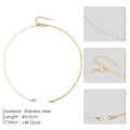 Collier de perles baroques avec chaîne trombone en acier doré 14K et fermoir réglable - Collier d'Épissage Or 14K (YP15533)