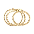Set di tre bracciali in acciaio dorato con design a corda, a disco e a catena cubana - Set Oro