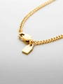 Gold stainless steel Cuban link necklace with polished rectangular tag and lobster clasp - Cuban Chain with Smooth Tag (YX44925) / 18K Gold