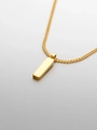 Minimalist gold stainless steel necklace with a polished vertical bar pendant for men - Cuban Chain with Pendant (YX44940)
