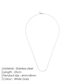 Minimalist white gold stainless steel chain necklace with 55cm length and 4x8mm pendant - Silver