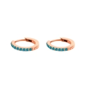 Orecchini a cerchio in oro rosa con zirconi blu scintillanti e chiusura a molla - Dicembre Blu Lago - Oro Rosa