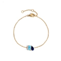 Gold stainless steel bracelet featuring blue square and pear-shaped zircon stones - Gold - Mar Light Blue Square Royal Blue Water Drop