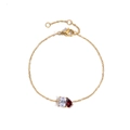 Gold stainless steel bracelet featuring rectangle clear and red teardrop zircon charms - Gold - Apr White Square Red Water Drop