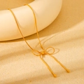 Collana con ciondolo a fiocco placcata oro 18k con catena snake e eleganti nappe - Oro 18K
