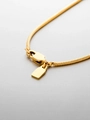 Elegant 18K gold plated stainless steel snake chain necklace with engravable metal tag - Square Chain with Smooth Tag (YX44921) / 18K Gold