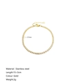 Gold stainless steel tennis bracelet with 2mm round cubic zirconia crystals and lobster clasp - Gold / April White (Diamond/Crystal Color)