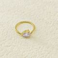 Anello elegante placcato in oro con zircone lavanda a forma di pera in stile minimalista - US6 / Febbraio Violetto